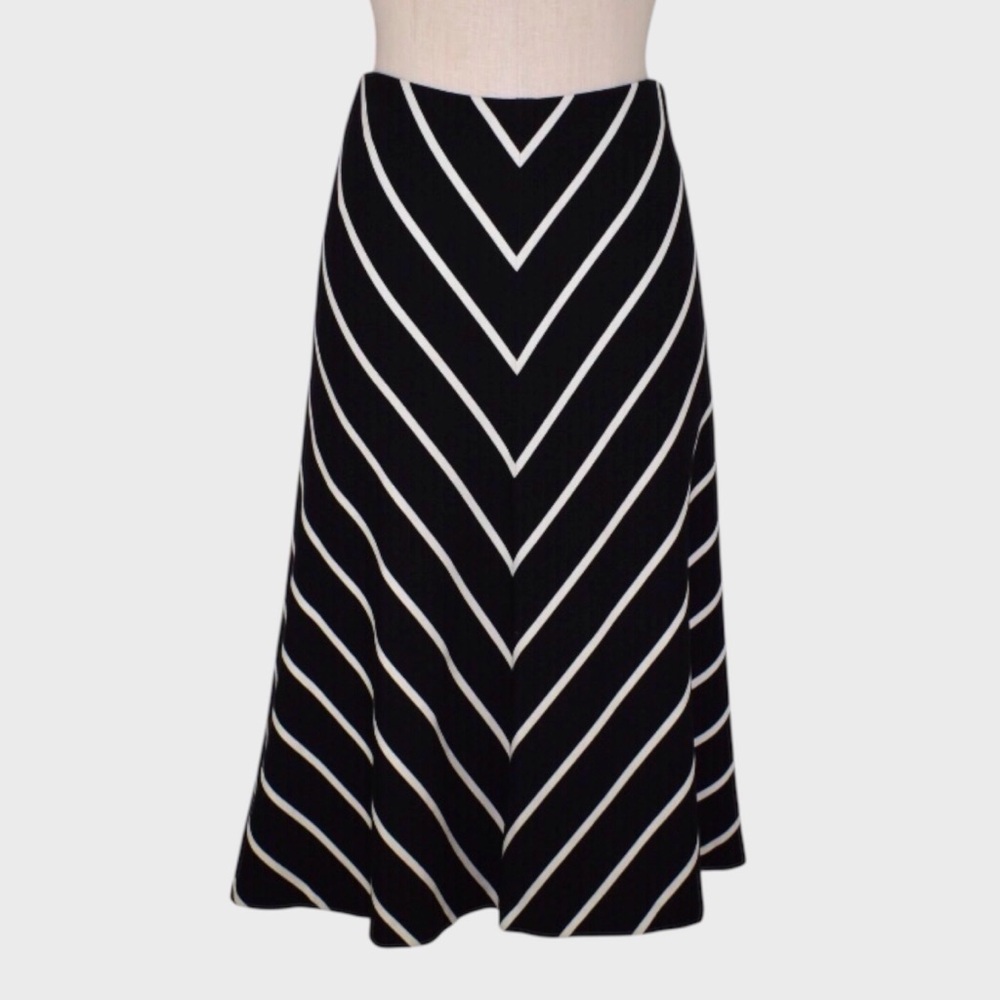 White House‎ Black Market A-Line Midi Skirt Chevron Stripe